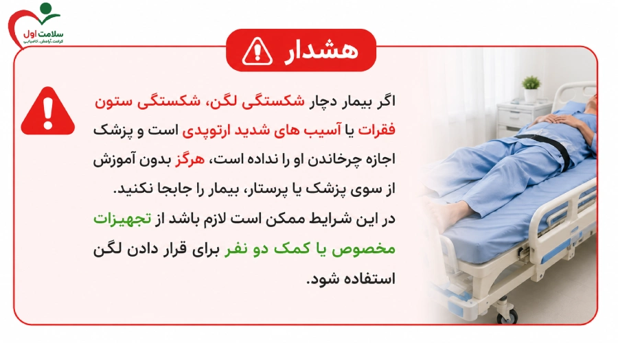 نحوه گذاشتن لگن زیر بیمار ارتوپدی