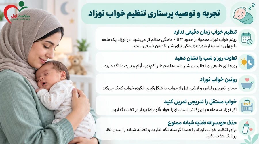 تجربه و توصیه پرستاری برای تنظیم خواب نوزاد